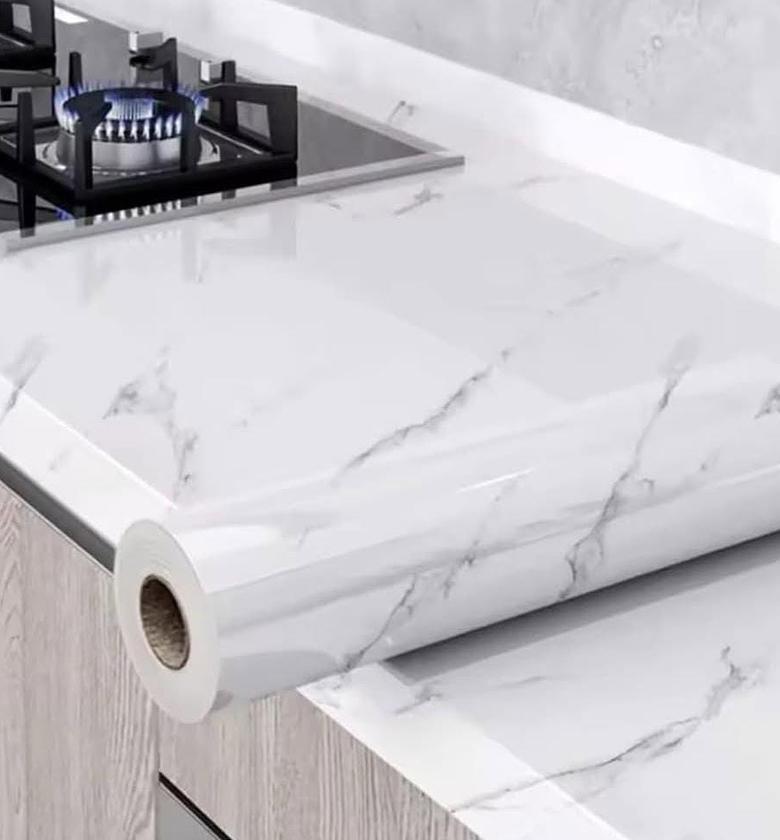 Adhesive marble contact paper. Size: 60cm by 500cm. image