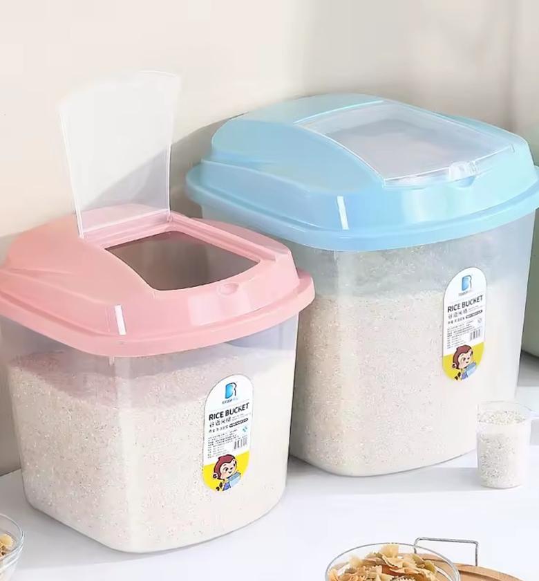 Air-Tight Rice Bucket and Cereal Storage Dispenser 5kg/10kg Moisture-Proof Kitchen Container with Measuring Cup image