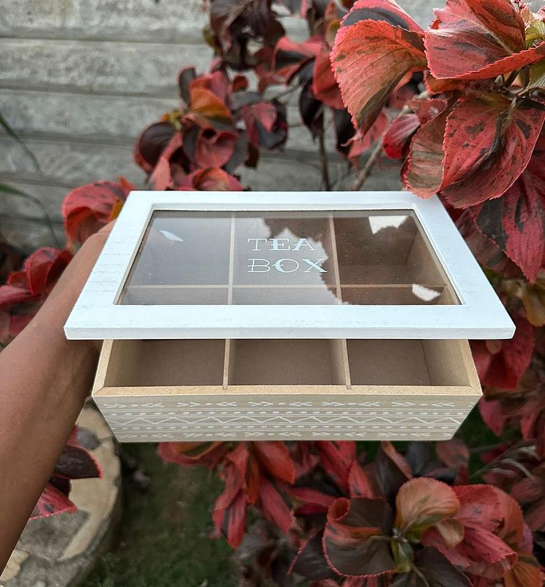 Wooden Tea Bag Holder (Glass Top) image