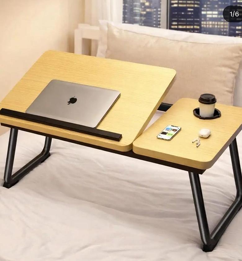 Adjustable Tilting Laptop Folding Table Stand Desk Bed Table with Foldable Legs image