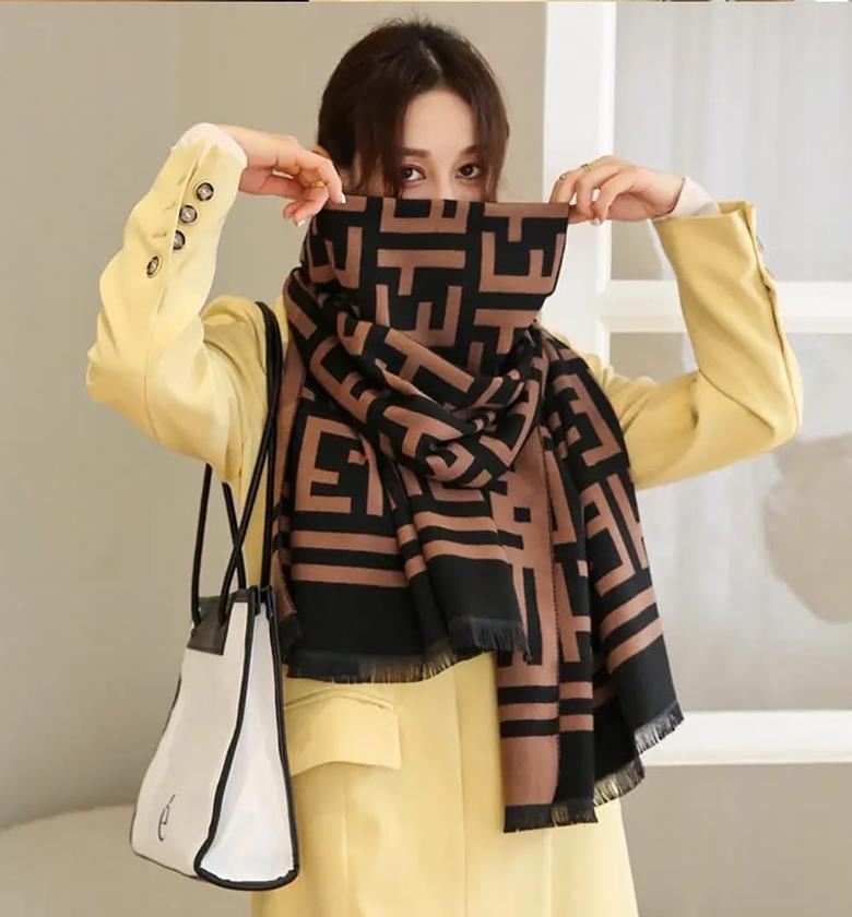 Cashmere Scarf - BROWN/BLACK image