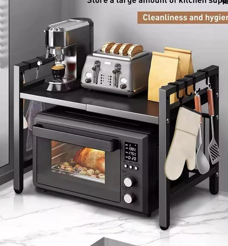 Single layer Heavy-duty Adjustable Microwave Stand. image