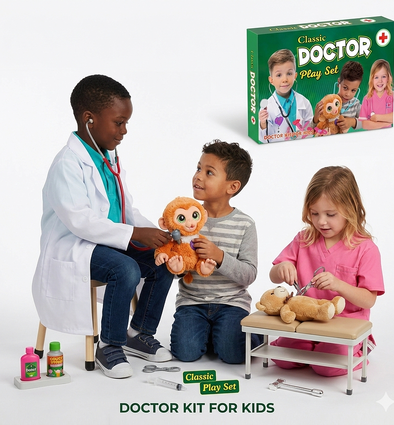 Classic Doctor Play Set for Kids - 12 Piece Educational Medical Kit with Stethoscope & Accessories - Best Children's Gift image