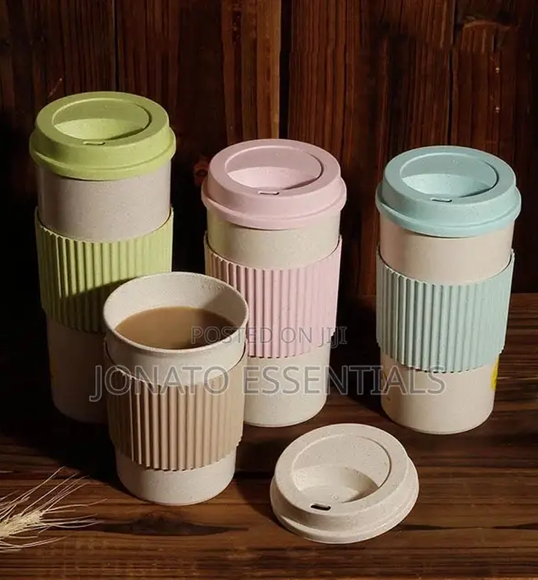 350ml Eco-Friendly Wheat Straw Reusable Coffee Mug With Lid image