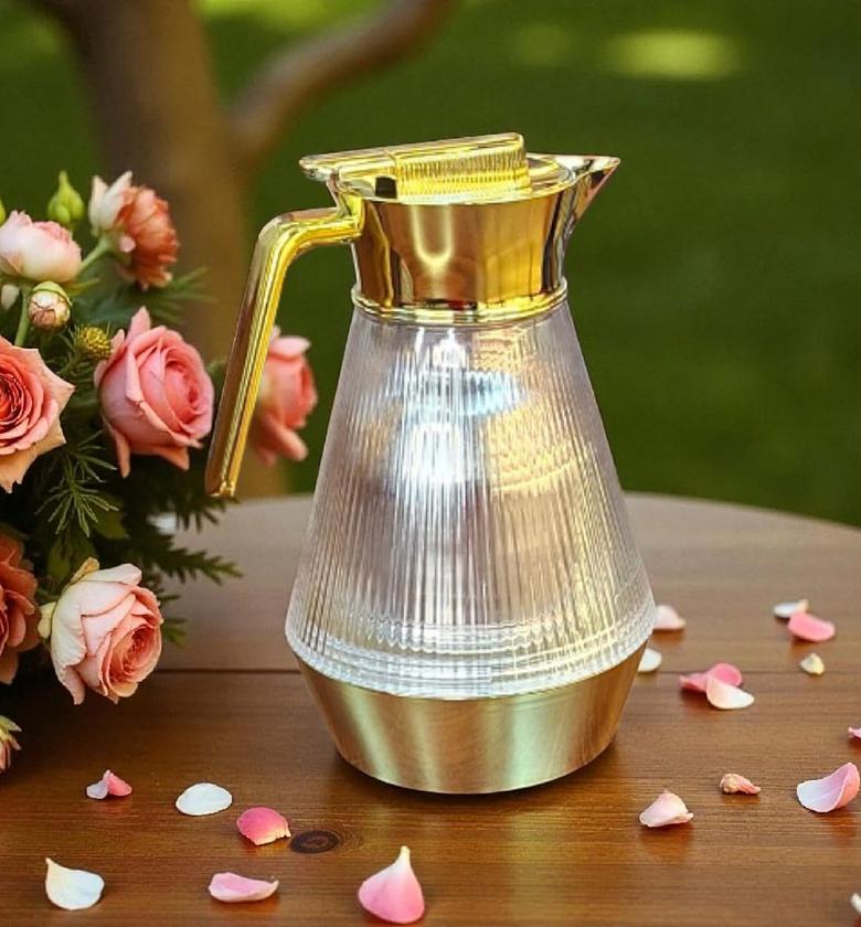 Elegant Vacuum Insulated Thermal Carafe with Crystal Ridged Body image