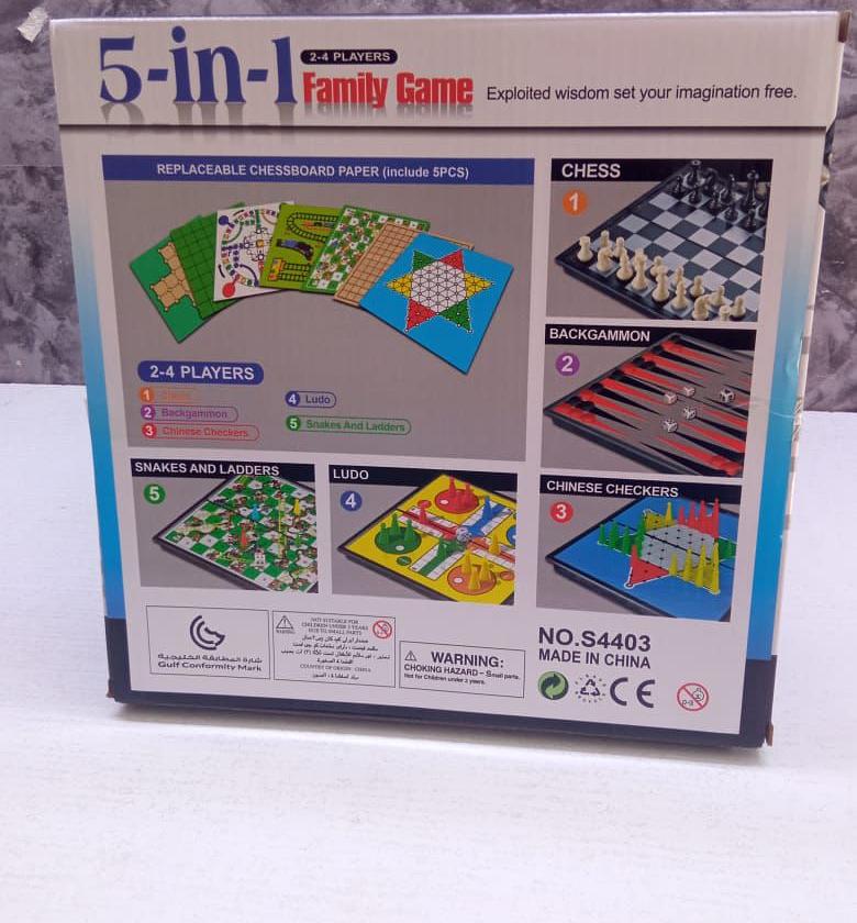5 In 1  Magnetic Board Game Set Chess, Chinese Checkers, Backgammon, Snake And Ladder For Families On Trip, Camping Activities image