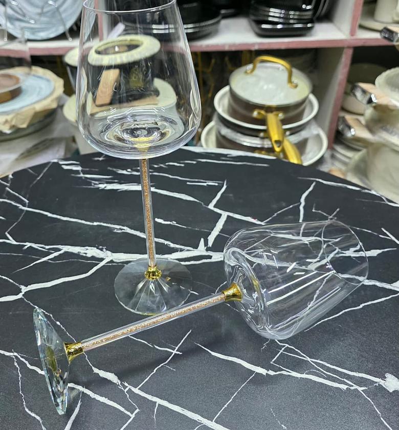 Premium 480ml Burgundy Crystal Diamond Goblet Wine Glasses  (2PCS) image