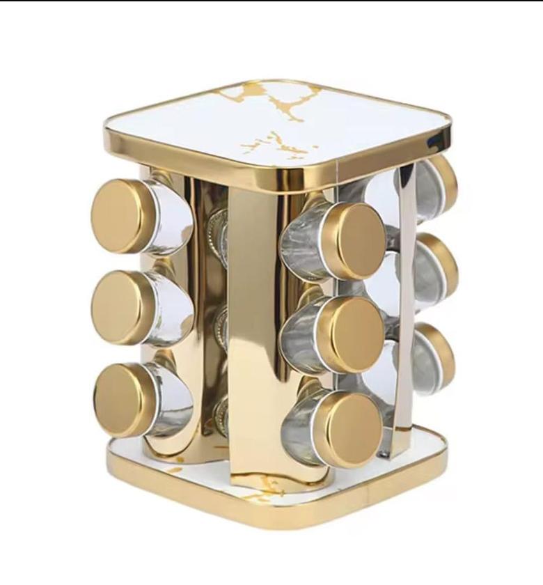 Revolving Spice Rack, Empty 12-Jars Rotating Spice Rack Organizer image