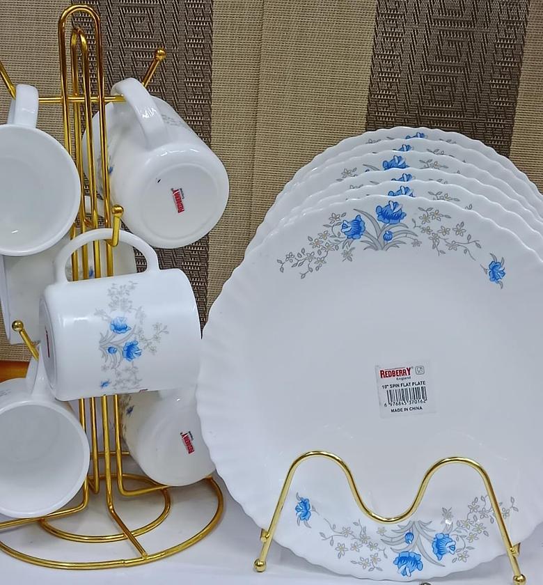 12pcs Unique Dinner Set of 6 mugs and 6 plates image