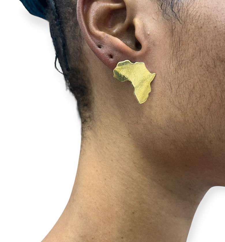 African Brass Earrings  image