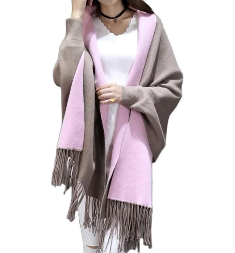 Poncho - BEIGE/LILAC image
