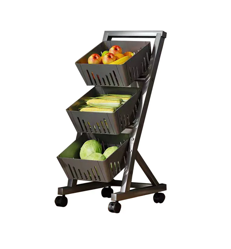 3-Tier Multi-Functional Vegetable & Fruit Storage Rack (With Lockable Wheels) image