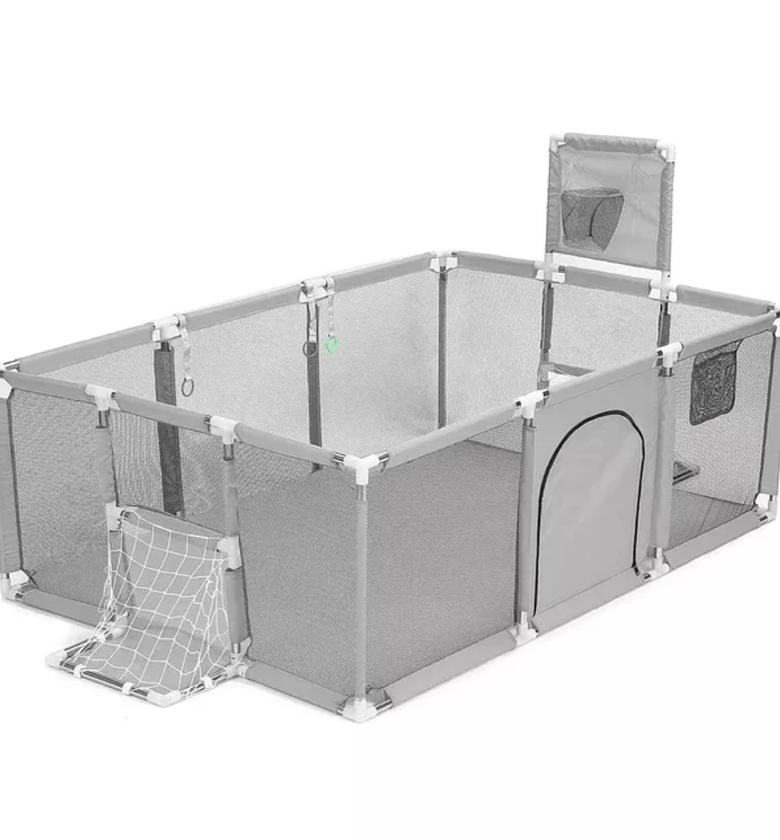 Kids Playpen with 30 Balls – Safe & Spacious Baby Play Area (Blue, Red, Grey) image