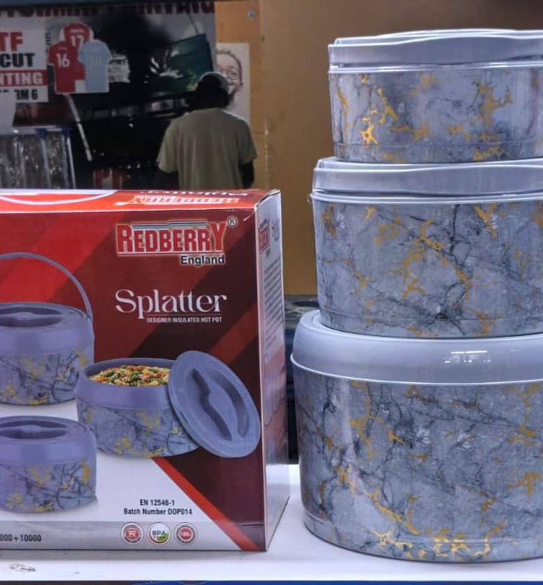 3PCS Splatter Insulated Hotpots – Big Size (2.5ltrs, 5ltrs and 10ltrs) image