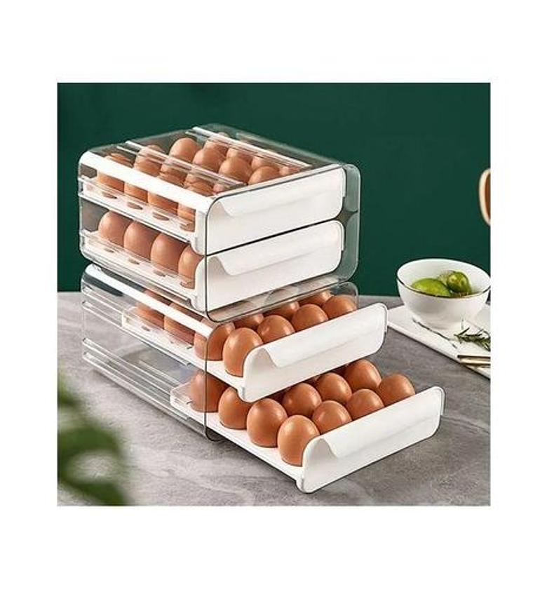 32 Grid Egg Tray Holder Double-Layer Fridge Drawer Storage image