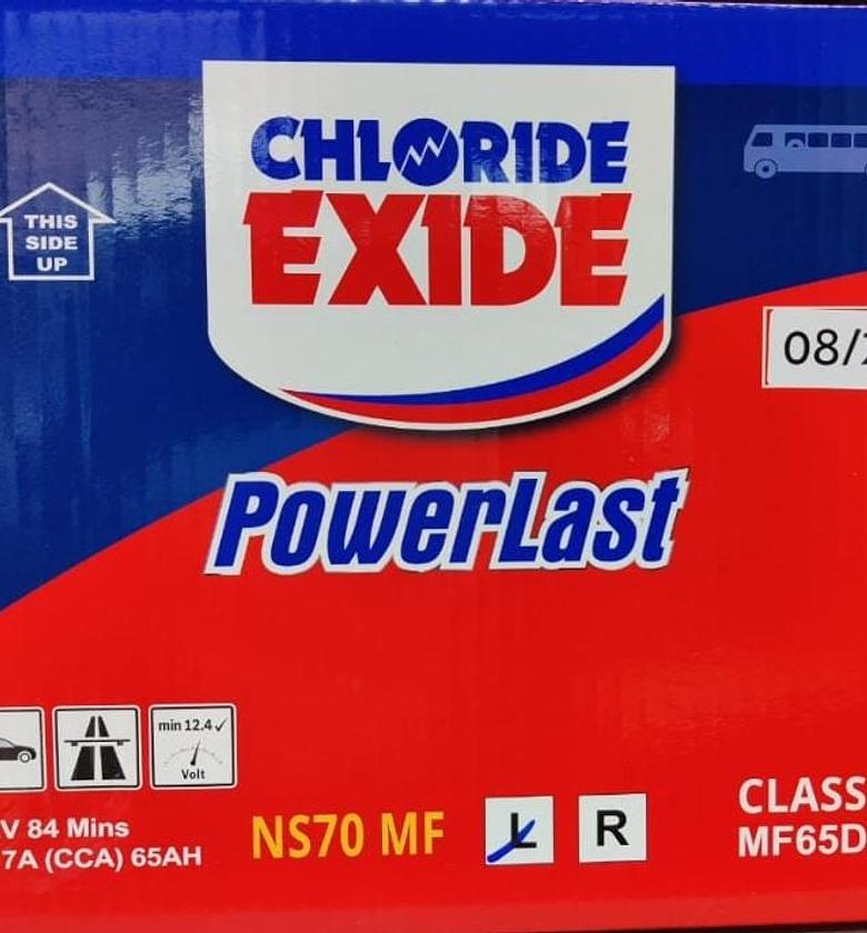 Chloride Exide PowerLast NS70 MF Car battery. image