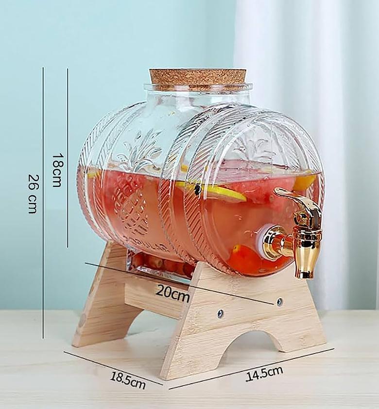 5L horizontal glass drum barrel dispenser image