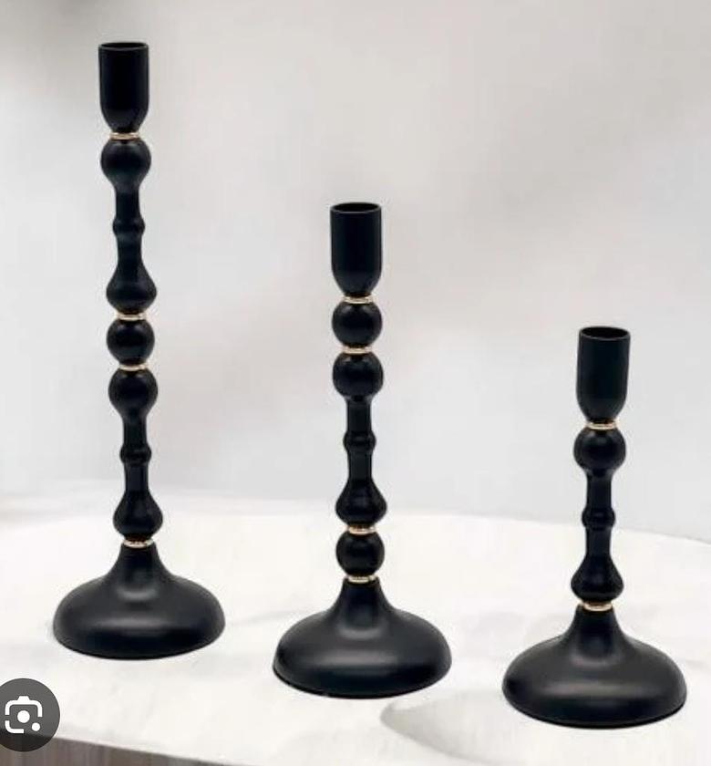 3in1 Candlestick holder with gold ring  image