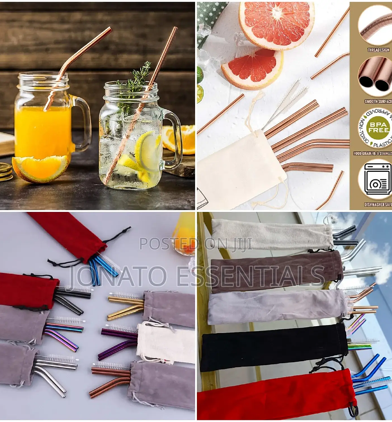 5 Piece Metallic Reusable Straws image