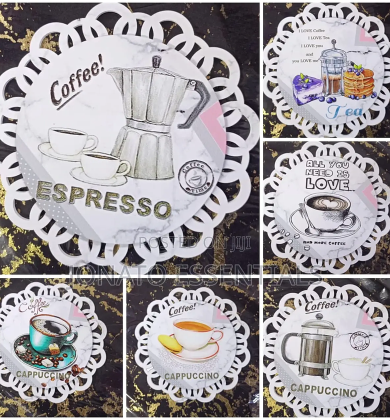 2 Piece Coffee Tea Themed Drink Coasters image