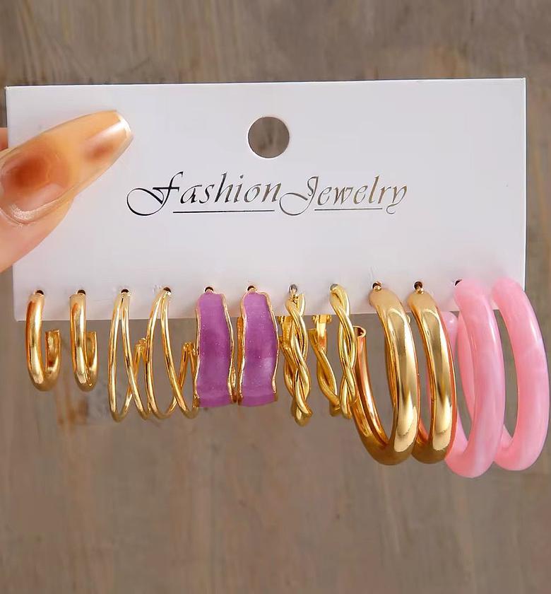 The Multi-Hued Resin & Gold-Tone Hoop Earring Collection image