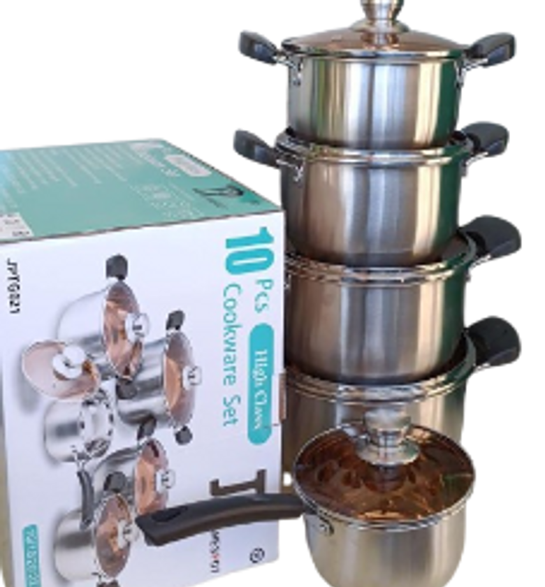 10 Pcs James Pot Stainless Steel Cookware Induction Compatible.  image