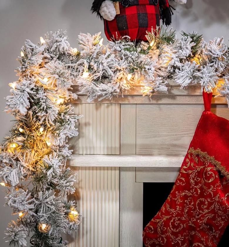 FrostEver 2.5M Snow-Flocked Christmas Garland with Lights image