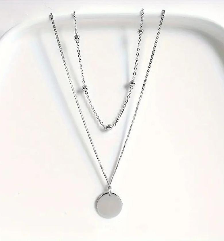 Silver Disc Necklace  image