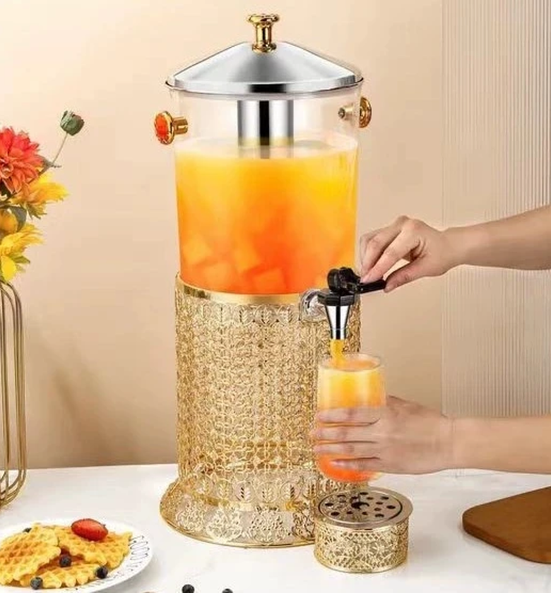 Elegant 8L Beverage & Juice Dispenser – Gold Stainless-Steel Base image