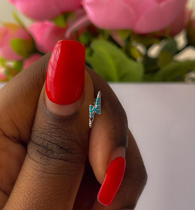 Zapped Turquoise Lightning Bolt Flat Back Stud image