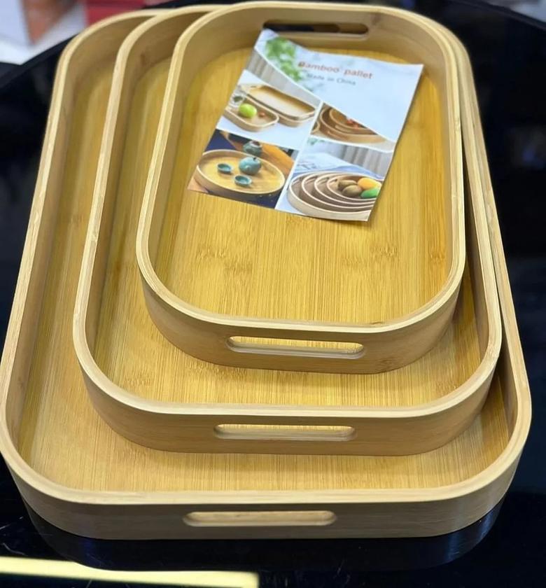 3pcs Multi-functional Bamboo Food storage Trays. image