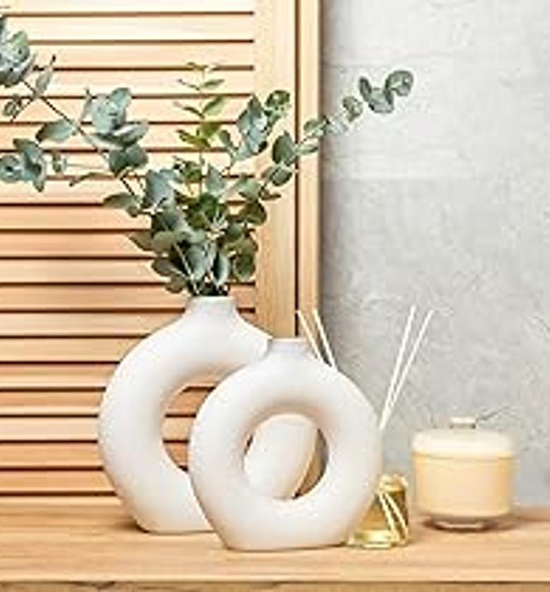 Porcelain ceramic 2in1 elegant decor Donut flower vases  image