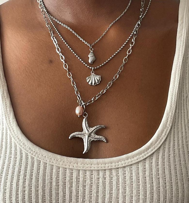 Oceanic Layers Silver Charm Necklace image