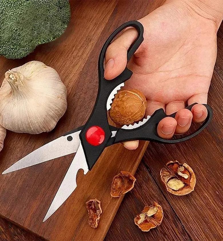 Multifunctional Stainless Steel Kitchen Scissors with Integrated Nutcracker and Bottle Opener image
