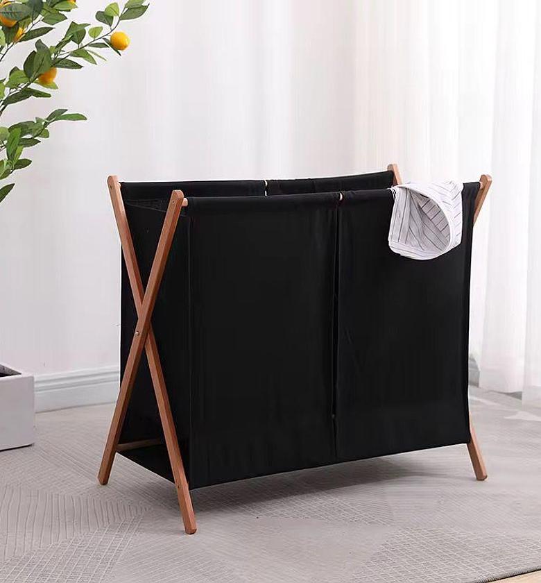 Foldable wooden laundry basket  image