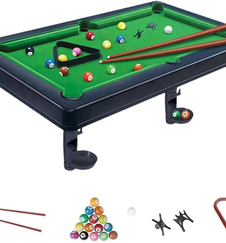 Pool Table for Kids, Table Games Pool Tables - Billiard Table with Balls & Sticks, Family Game Portable Pool Table, Pool Games, Table Top Games for Kids Adults image