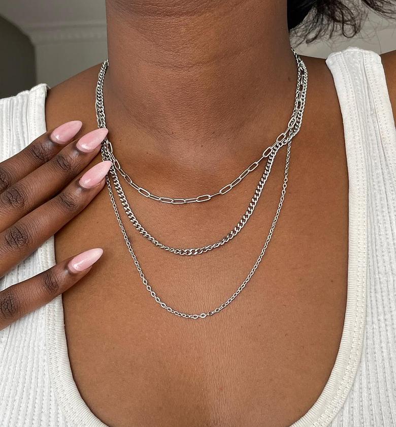 Modern Multi-Layered Silver Chain Necklace image