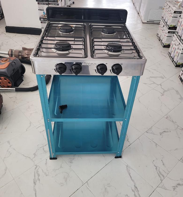 Rebune four burner standing gas stove with shelves  image
