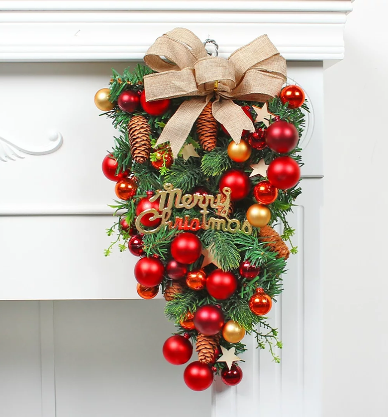 HollyCharm Christmas Red Teardrop Wreath image