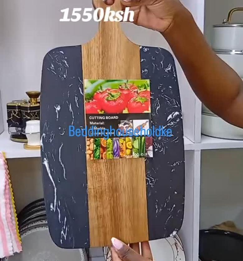Premium Rectangular Acacia Wood Cutting and Serving Board with Marble Inlay image