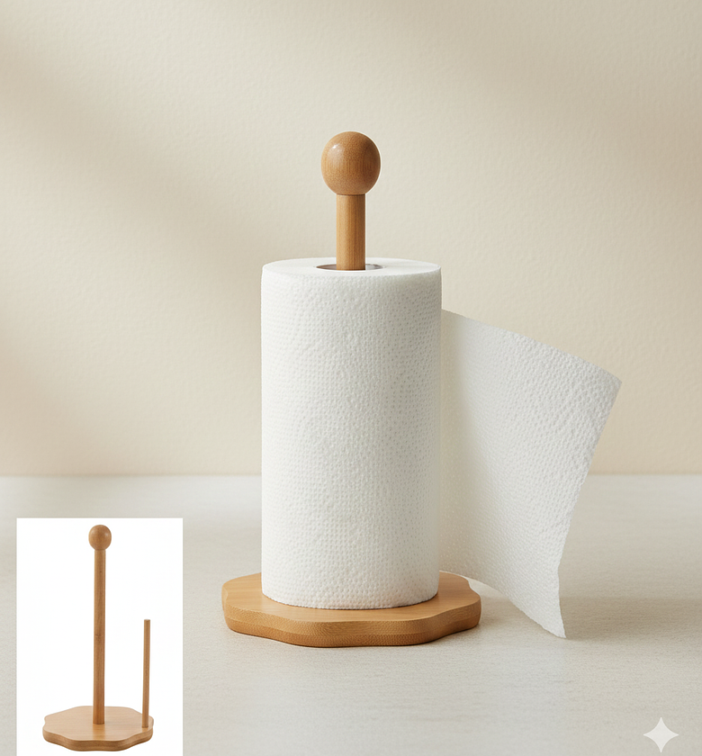Wooden Kitchen Paper Towel Holder, Durable Stylish image