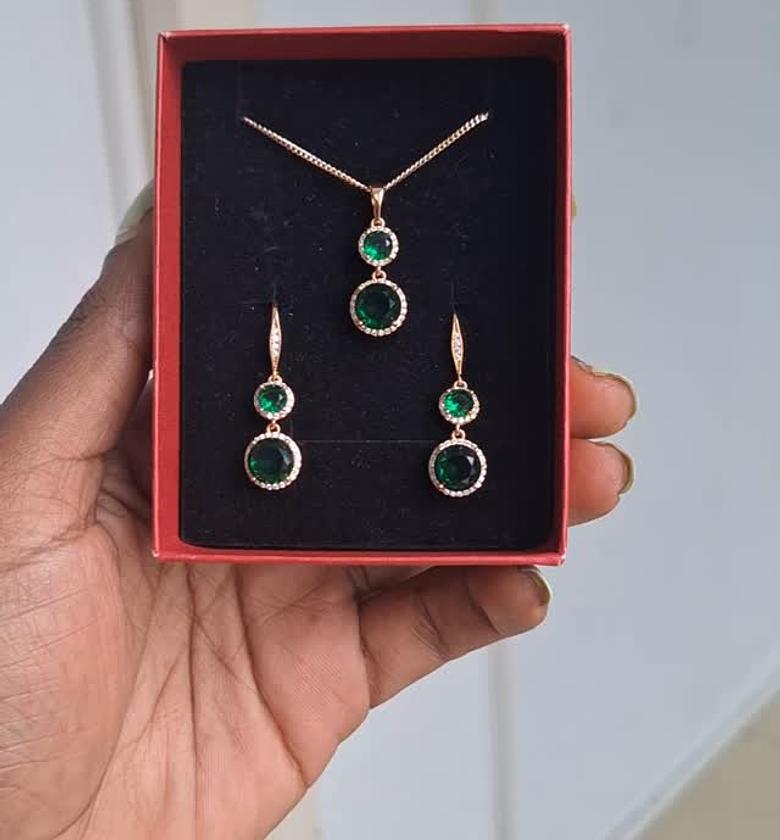 hypollargenic non tarnish and anti fading gold coated necklace  and earrings set image