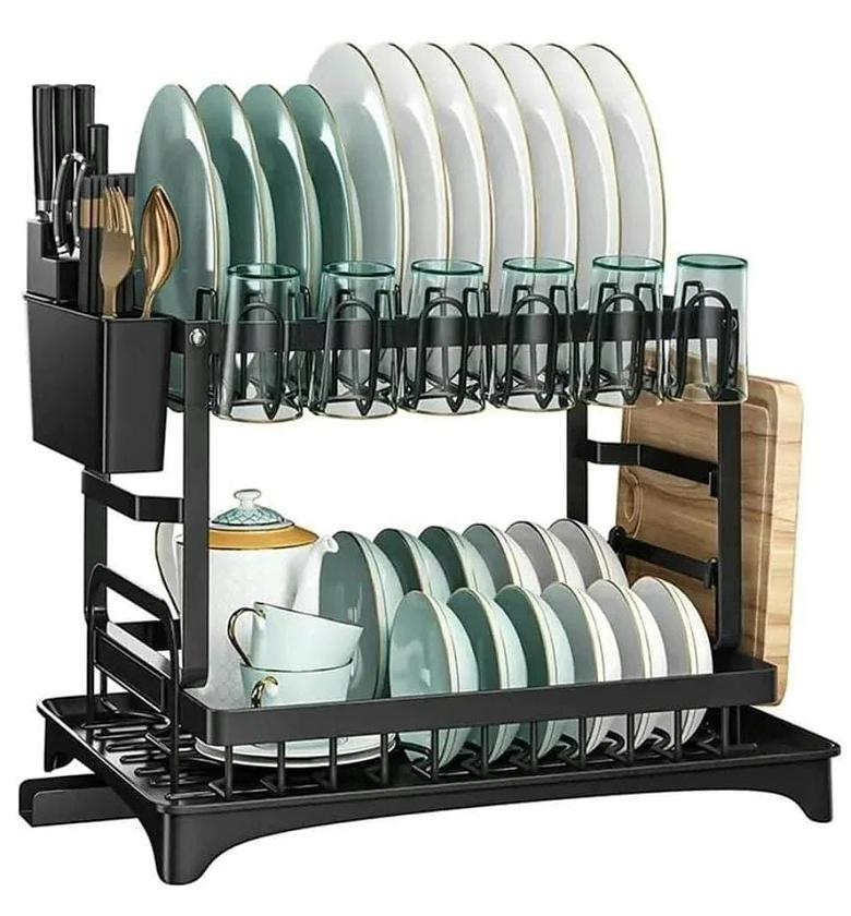 2 tier carbon steel dish rack image
