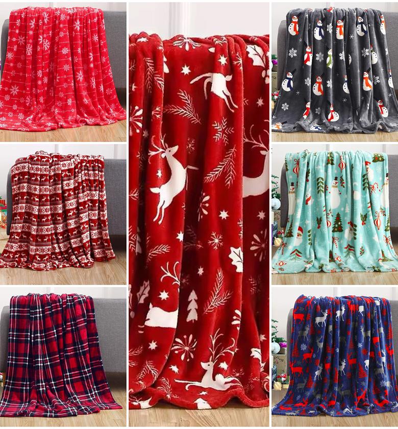 Cozy Christmas Fleece Blankets Warm Soft 2x1.5m image