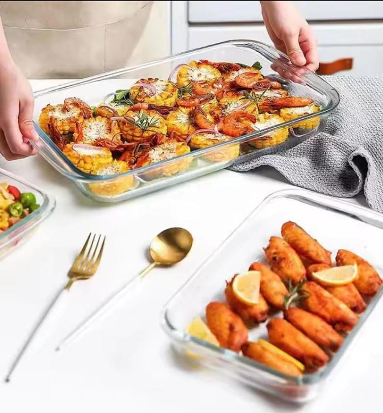 3 in 1 borosilicate Baking glass ware  image