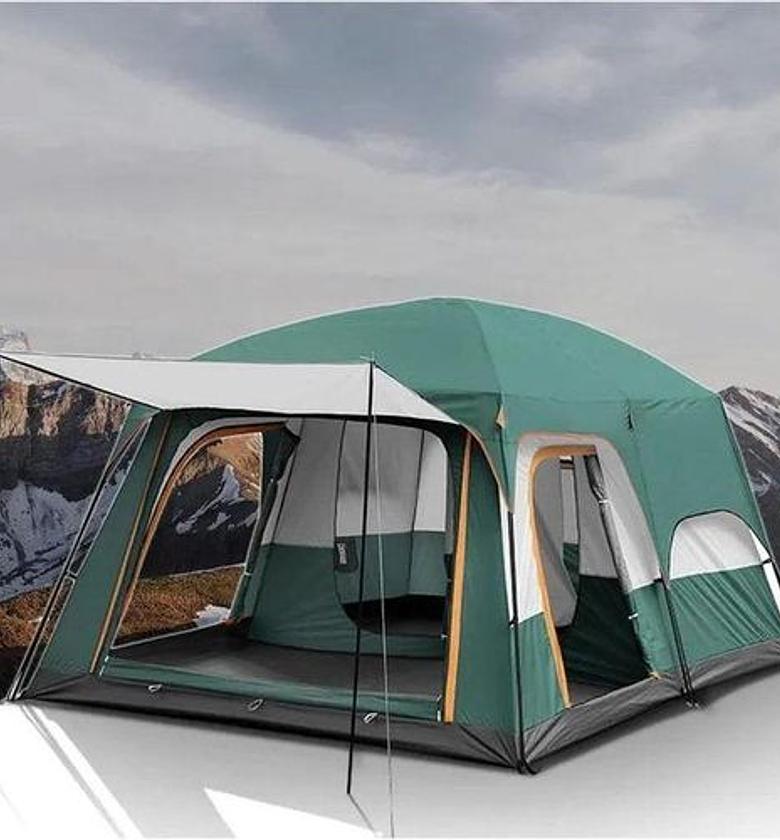 TENT. Huge Family Tent Canvas-Double Room - 10-15 Persons Size 430cm*305cm*200cm image