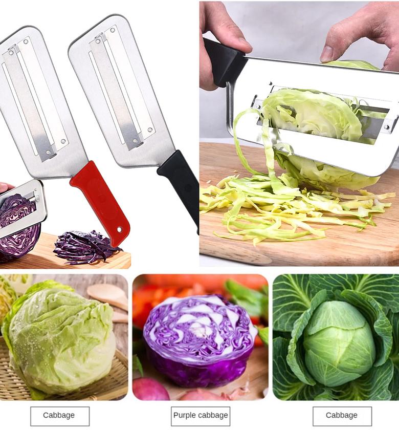 Stainless Steel Double Blade Cabbage Slicer & Vegetable Shredder for Quick Meal Prep - Manual Kitchen Cutter Tool image