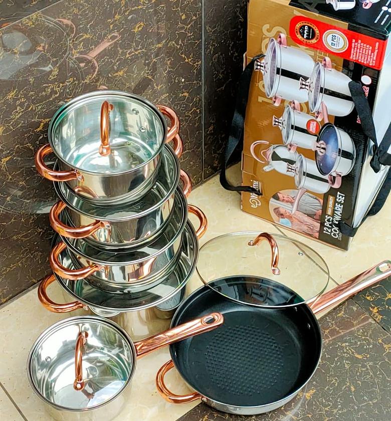 12 pc yetimai  induction Base Stainless steel Cookware set  image