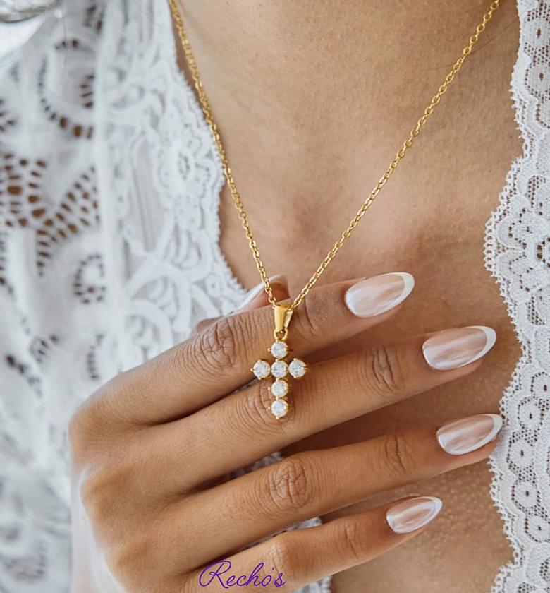 Crystal cross necklace image