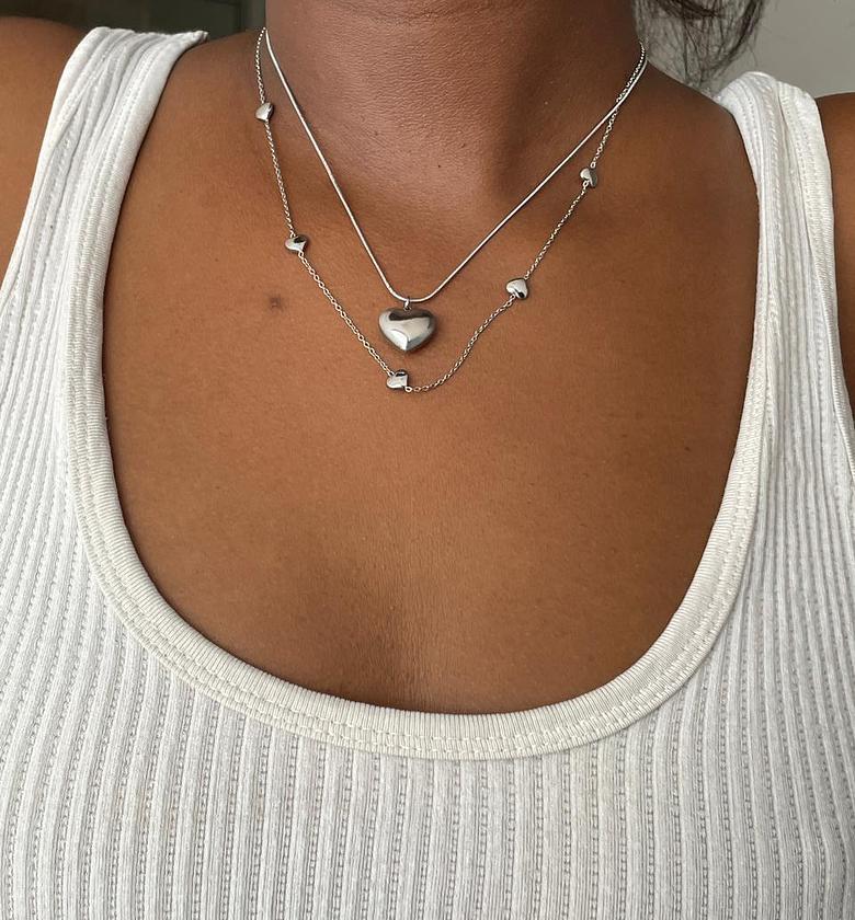 Sweetheart Silver Layered Necklace image